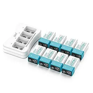 CZVV 9V 4-Slot Charger & 8 Rechargeable Batteries