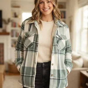 Sage Collective Sherpa-Lined Plaid Jacket S/P