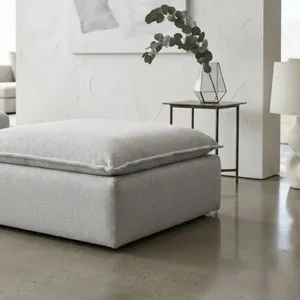 Light Grey Upholstered Ottoman Square Footstool