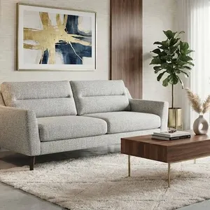 Primo Calum Beige Fabric Loveseat With Wood Legs
