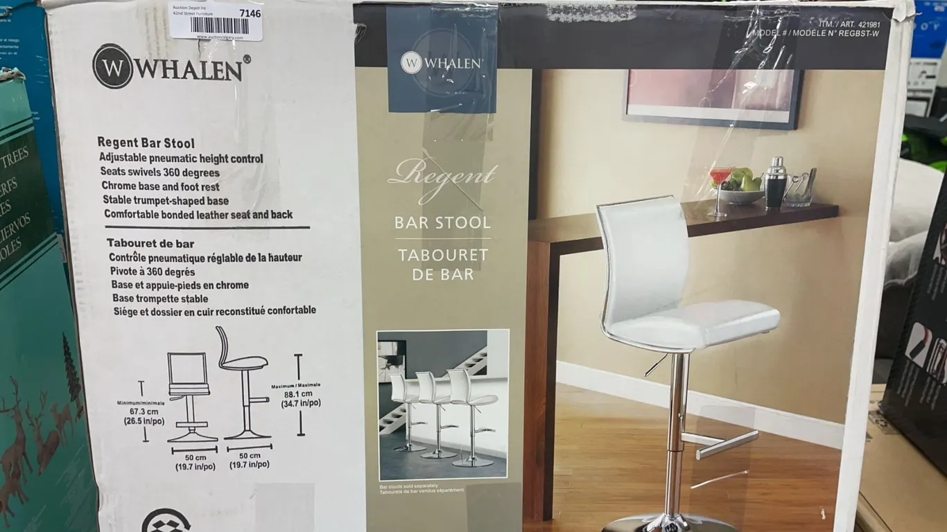 Whalen Regent Adjustable Leather Bar Stool