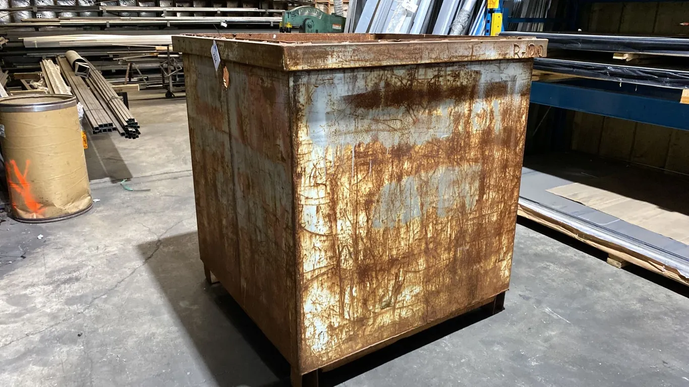 LARGE METAL SCRAP BIN APPROX 52" X 52" X 54"H