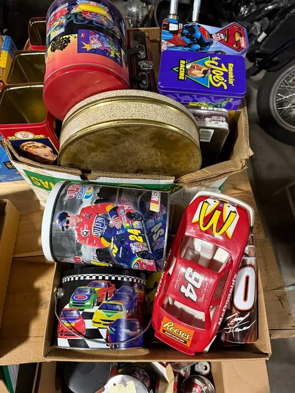 Assorted Tins and Nascar Memorabilia