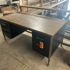 Metal Desk with Drawers and Wooden Top