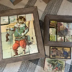 Antique wood puzzles – Puss in boots, etc.