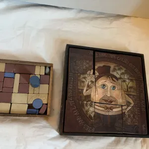 Vintage wood block puzzle etc
