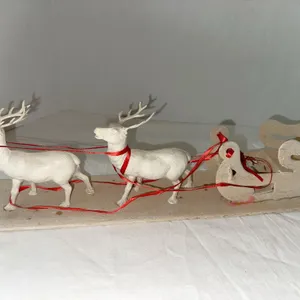 Vintage Christmas – sleigh and reindeer – cardboard, etc.