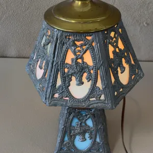 Newer Blue Slag Glass Vanity Lamp