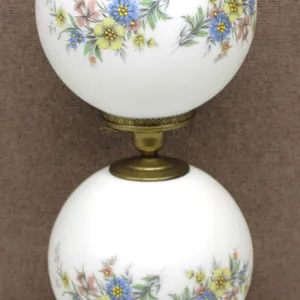 Floral Glass Globe Table Lamp With Metal Base