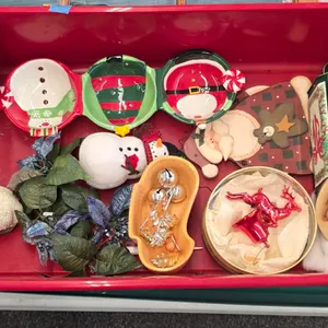 Crate with Lid and Christmas Decorations