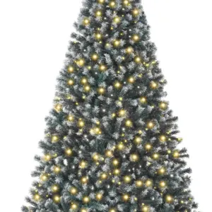 Artificial Frosted Christmas Tree, 7.5ft Premium Pre-Lit Spruce Design, Dense Branches Blue Spruce
