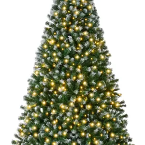 Artificial Frosted Christmas Tree, 7.5ft Premium Pre-Lit Spruce Design, Dense Branches Green Spruce