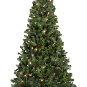 7.5ft Pre-Lit Pre-Decorated Holiday Christmas Pine Tree w/ 1346 Tips 550 Lights Base - Green