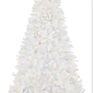Artificial Christmas Tree, 7.5ft Premium Pre-Lit Realistic Spruce Holiday Décor w/Dense Branches, Me