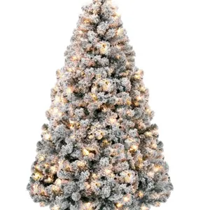 4.5ft Pre-Lit Artificial Christmas Tree Twinkling LEDs, Snow Flocked Design Pine Tree, Full Appearan