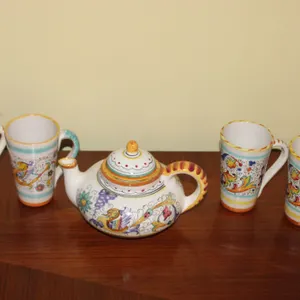 Italian Ceramic Teapot & Mugs