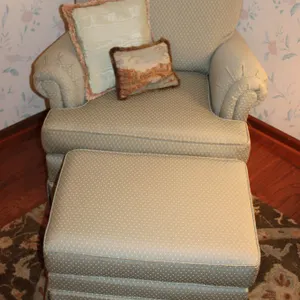 Beige Armchair & Ottoman