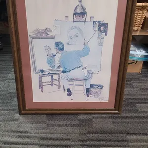 Norman Rockwell 'Triple Self-Portrait' Framed Print