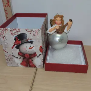 Hand-Painted Angel Playing Mandolin Ornament with Box