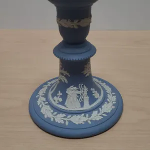 Wedgwood Blue Jasperware Candlestick, Made in England
