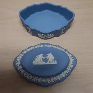 Wedgwood Blue Jasperware Covered Dish, Made in England