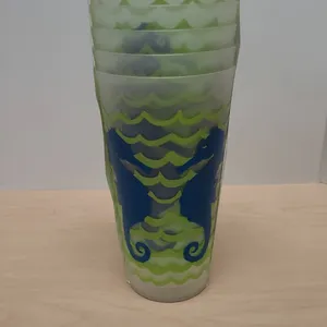 Coastal Collection Set of 6 Seahorse Plastic Tumblers