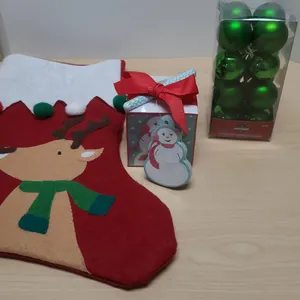 Christmas Stocking, Note Cube, Ornaments Lot 3 Pieces