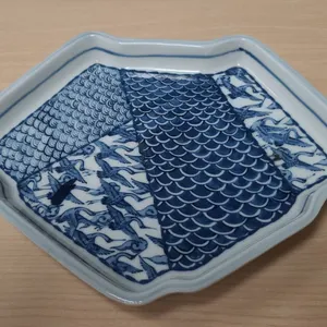 Japanese Blue and White Porcelain Hexagonal Plate