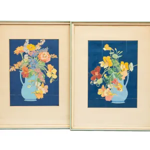 TWO FRAMED FLORAL STILL LIFES BY FRANCES HOPEWOOD.