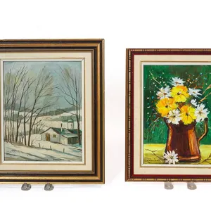 STILL LIFE AND WINTER LANDSCAPE PAINTINGS SIGNED LOUIS.