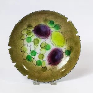 MCM ENAMEL ON COPPER BOWL SIGNED BY ARTIST CURTIS JERE.