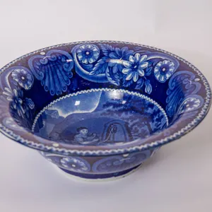 ANTIQUE BLUE TRANSFERWARE BOWL.