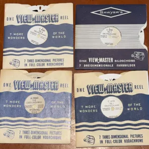 Lot of four 1950s view master reels. Includes Deutschland and the Cody Highway in Wyoming.