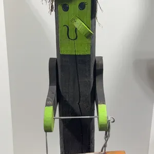 Handcrafted 42”wooden Halloween witch decoration