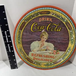 1970s Coca-Cola 75th Anniversary Hilda Clark commemorative tin serving tray