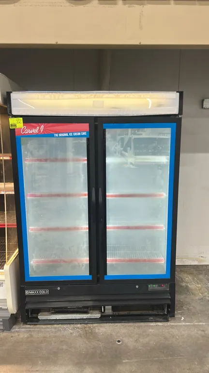 Maxx Cold MXM2-48FB 2-door glass door merchandiser freezer. Features self-contained refrigeration, illuminated top display panel, LED interior lightin