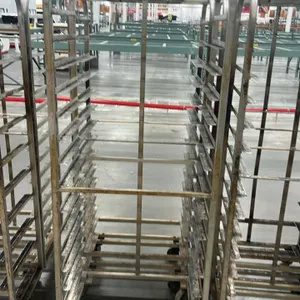 Aluminum full-size side-load oven racks. Features multi-tier angle pan slides and all-welded aluminum construction. Mounted on swivel casters.