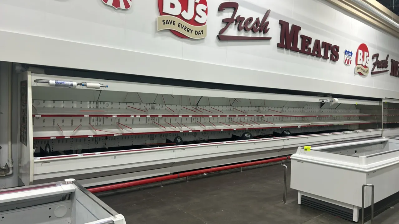 Hillphoenix OHM12 multi-tier open display cases. Features solid shelving, interior lighting, and mirrored canopy. Dimensions: three 12'L sections and