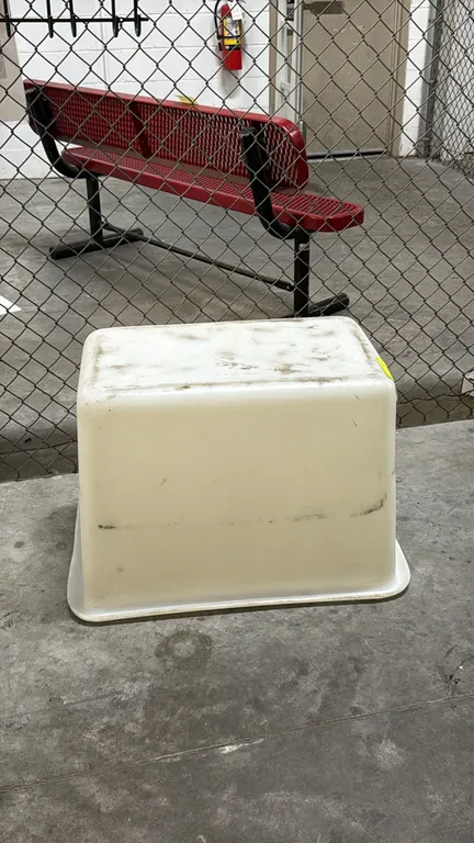Poly storage tub. Features seamless molded polyethylene construction with a perimeter lip. 30"L.