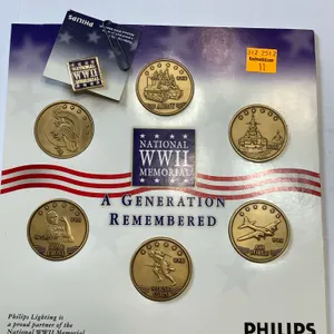 Philips National WWII Memorial with six memorial tokens