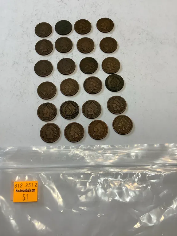 24 Indian Head Pennies - various years