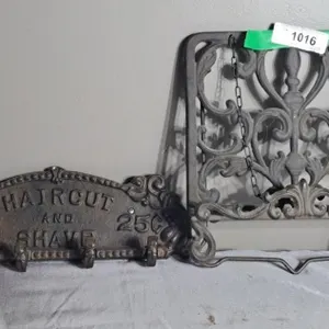 Vintage Cast Haircut Sign & Picture Frame