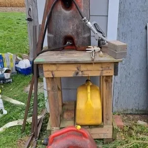 Shelf with gas tanks, and diesel tank, metal