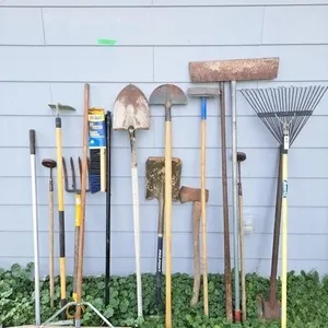 Garden Tool lot shovel, scraper, axe, magnets.