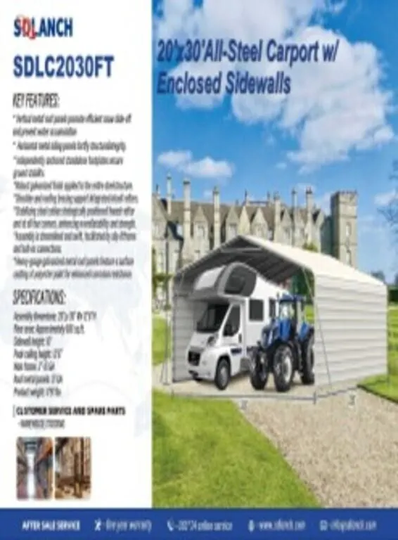 2026 Sdlanch HIGH-END CARPORT SDLC 20X30FT