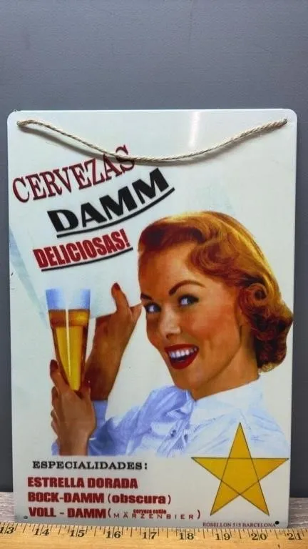 Decorative Tin Sign - Mmmmmm, Beer. 12”x8”.