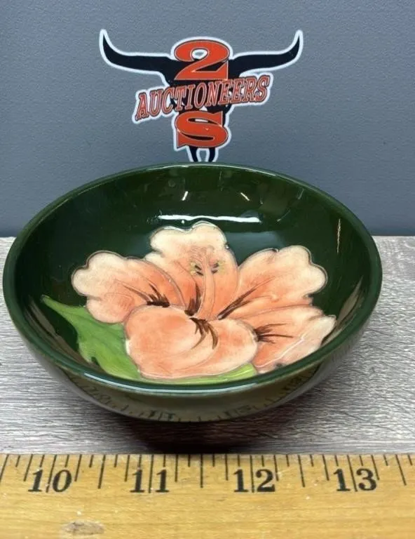 Moorcroft Hibiscus Trinket Dish. 4.5”diam. *SC