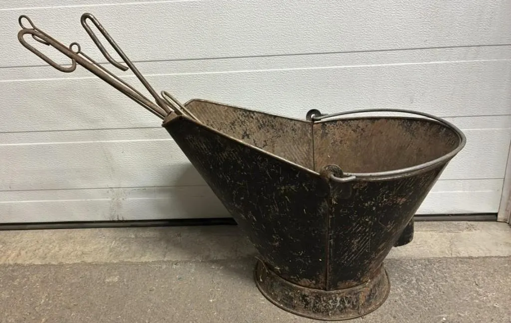 Vintage Coal Scuttle w/Scoop & Asst. Pokers.
