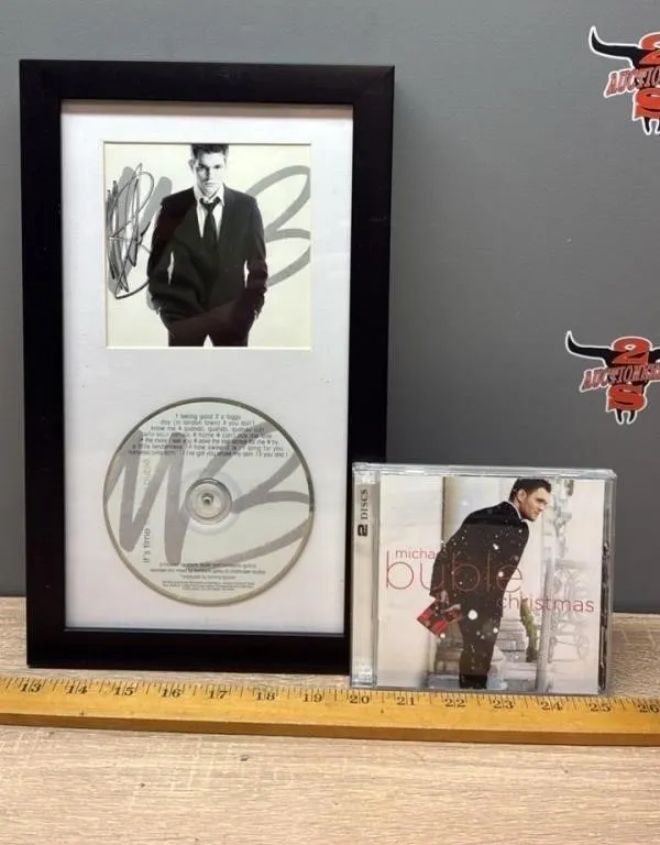 Framed Autographed Micheal Bublé CD & Christmas