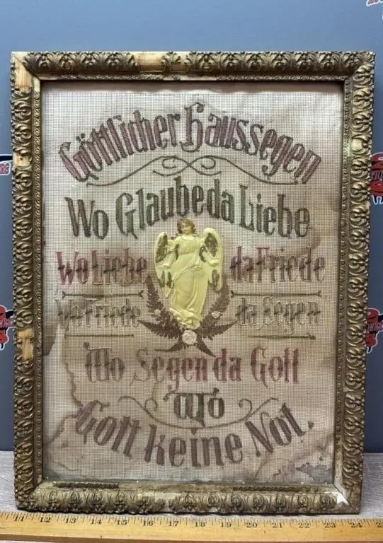 Vintage Framed German Religious Decor. Frame